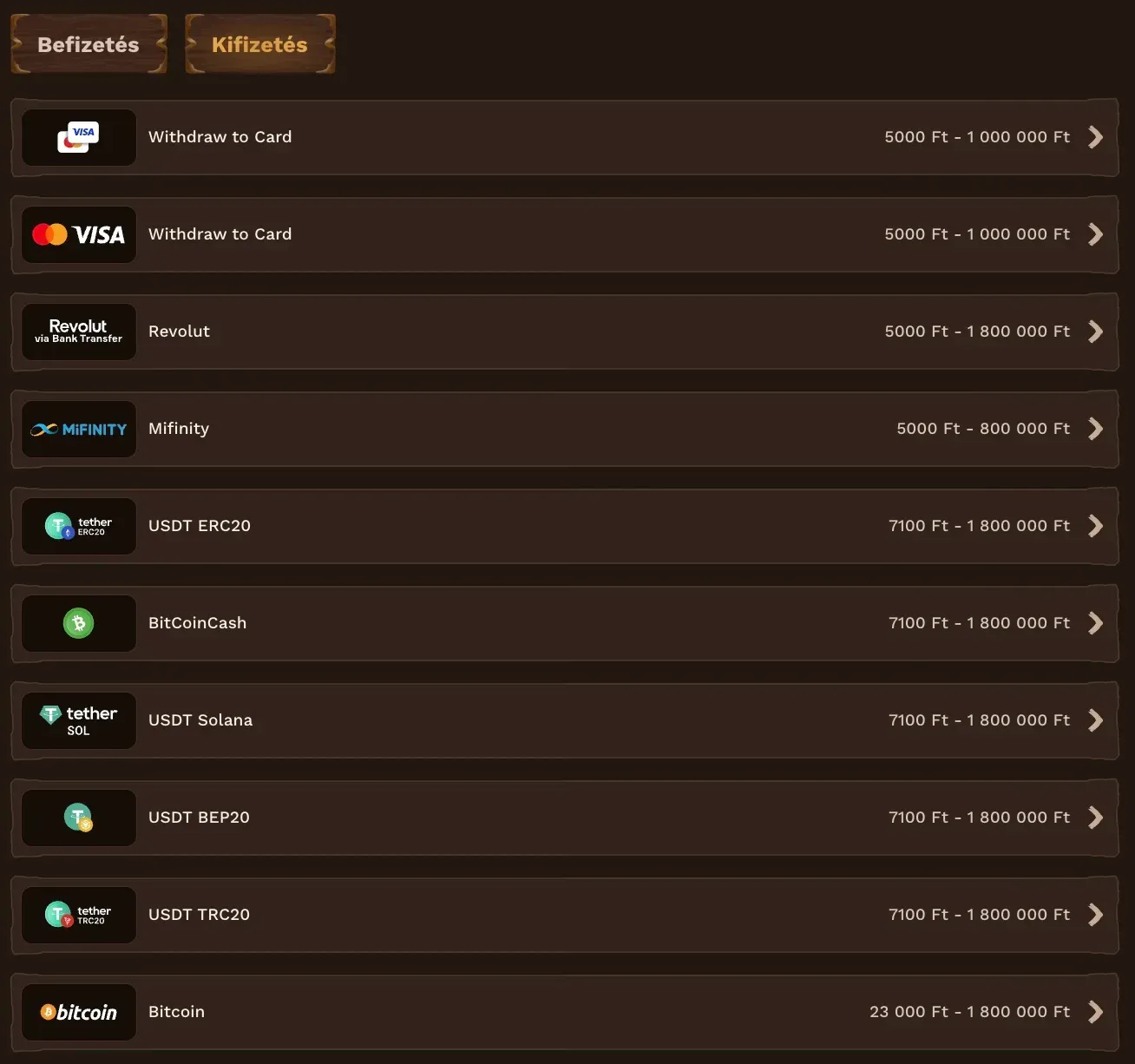 Kifizetési módok a FatPirate Casino