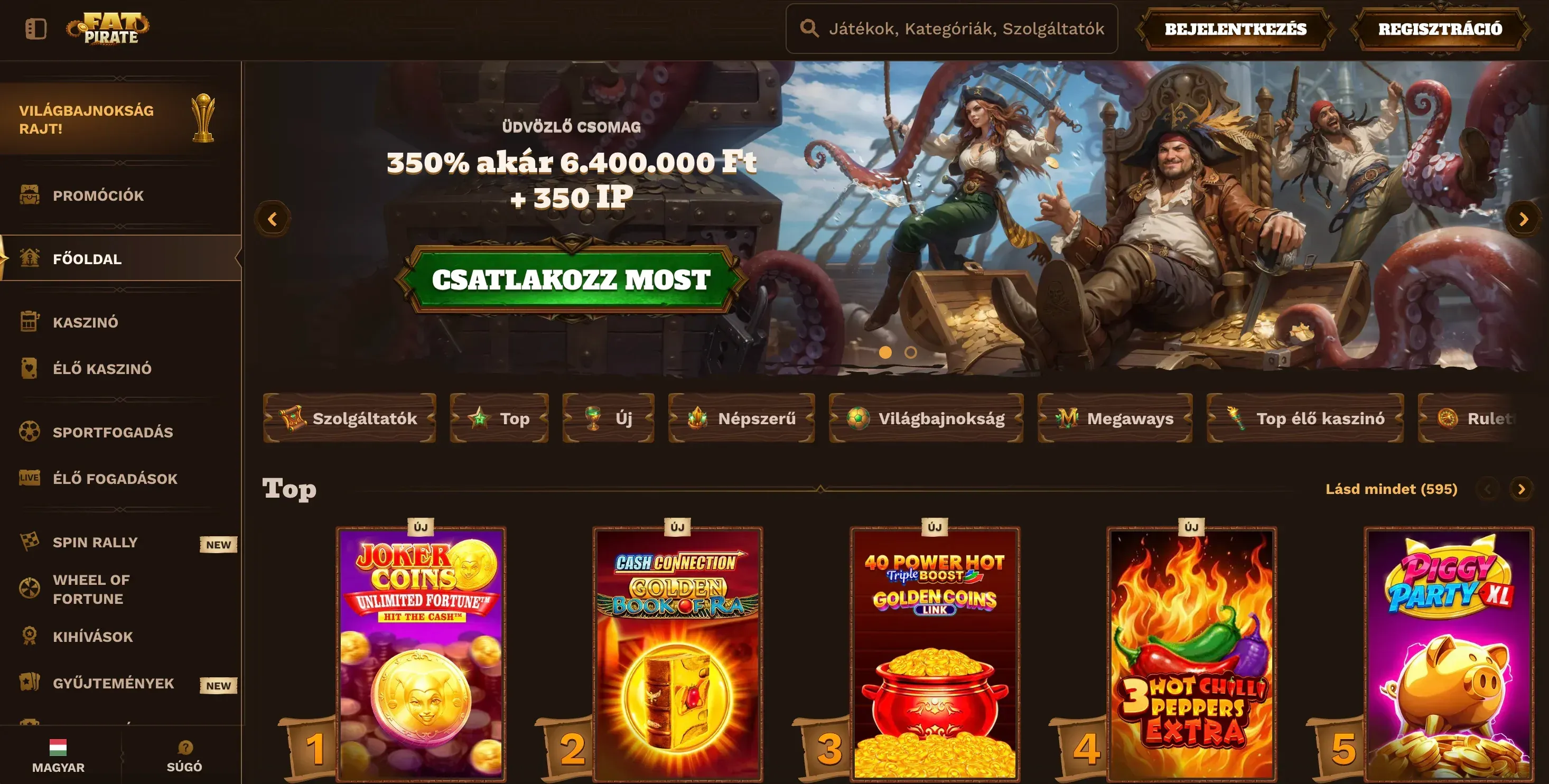 A FatPirate casino honlapja