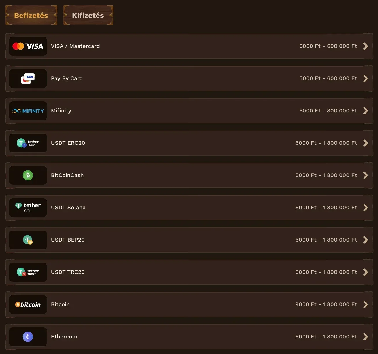 Befizetési módok a FatPirate Casino